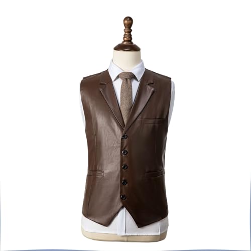 Men's Leather Suit Vest Casual Slim Fit Western Vest Jacket V-Neck Dress Vest Waistcoats2