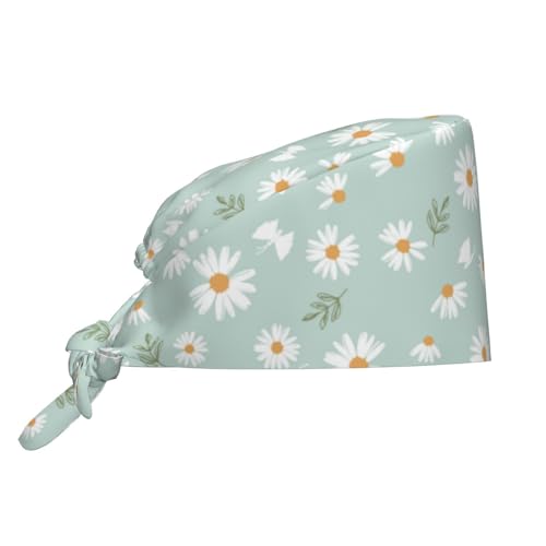 Image of Working Cap Scrub Cap with Sweatband Adjustable Unisex Women Tie Back Hat Nurse Surgical Caps