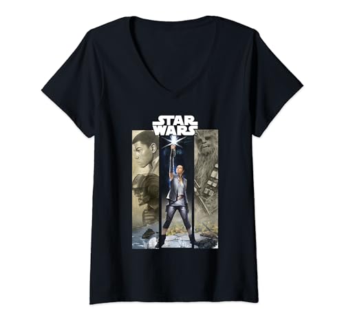 T-shirt Star Wars Rey Finn Poe pour femme avec col en V épique
