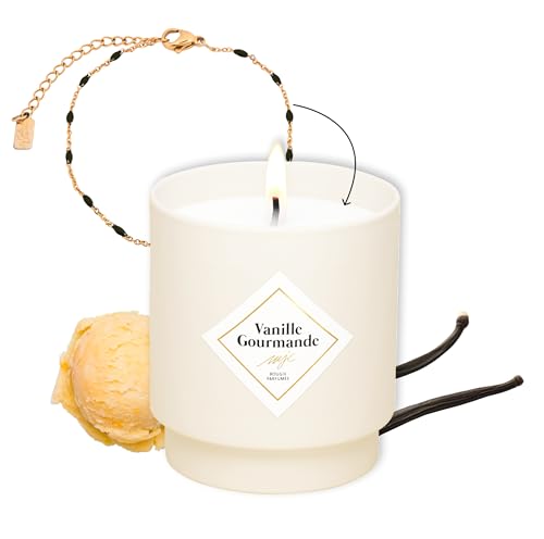 My Jolie Candle – Vela perfumada de vainilla – Joya sorpresa pulsera negra – Regalo para mujer...