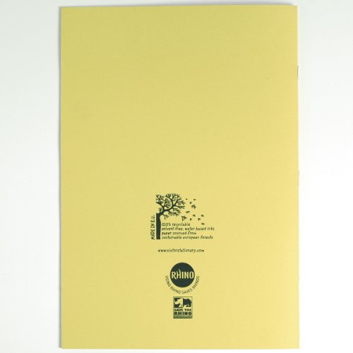 Rhino A4 Exercise Books, 48 Page / 8mm Lined with Margin Paper Notebook, 10 Pack, Office & School Stationery Supplies, Yellow - Image 3