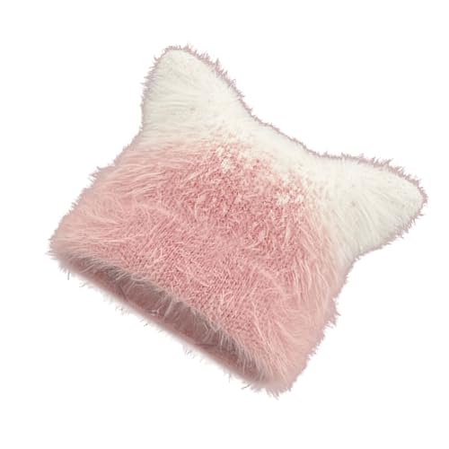 FeiYeup Oversized Kitten Hat with Ear Lovely Colorful Skiing Hat Furry Ear Cartoon Photo Props Outdoor Head Wrap for Halloween