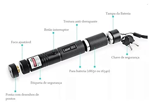 Caneta Laser Pointer Longo Alcance de até 50km Para Aulas, Palestras, Engenharia e lazer-303