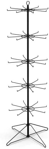 5 Tier Economical Spinner Display Rack,Top Spinner Rack,Retail Display Stand for Showroom,Exhibition and Retail Store,Displaying Hats,Jewelry, Necklace Holder, Keychain, Craft Show Rack 63" H x 25" W x 25" D Inches with 40 Hooks
