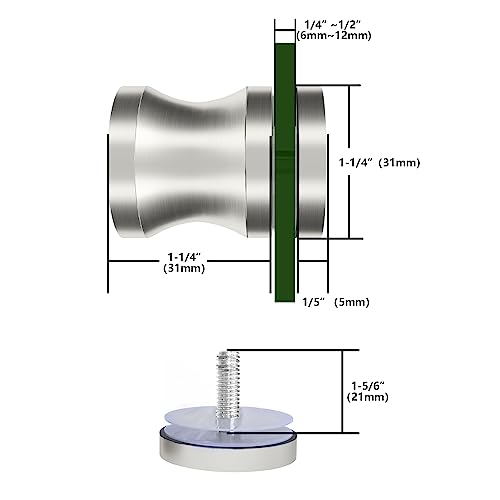 Ckb Shower Glass Door Knob, Bathroom Round Single Sided Door Handle, Brushed Nickel With Solid 304 Stainless Steel Door Handle Pull For Glass Door. #TOP1