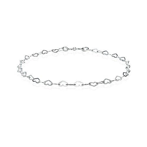 Sterling Silver Heart Loop Link Chain Tennis Bracelet for Women Teens