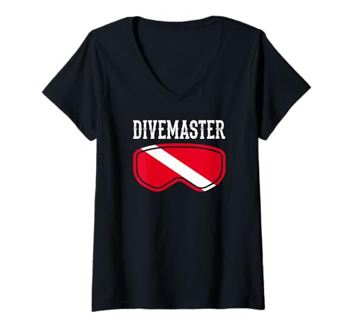 Womens Divemaster Scuba Diving Instructor Dive Flag Style Gear V-Neck T-Shirt