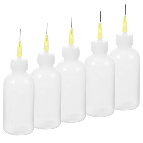 minkissy Botellas Aplicadoras para Esmalte de Cerámica Punta Fina y Boquilla Extrusora, 5 Piezas de 50 Cc para Manualidades Artísticas