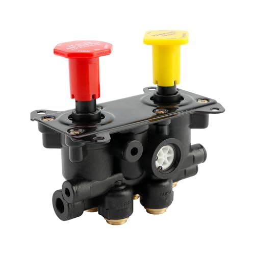 Misakomo 800257 MV-3 Dash Air Brake Control Valve - Bendix 065523 Trailer Parking Brake Valve with 3/8 Push to Connect Port - Compatible with Peterbilt and International Commercial Heavy Duty Trucks