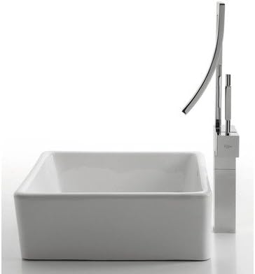 Kraus C-KCV-121-1200 Ceramic White Rectangular Sink and Millennium Faucet Faucet Finish: Chrome