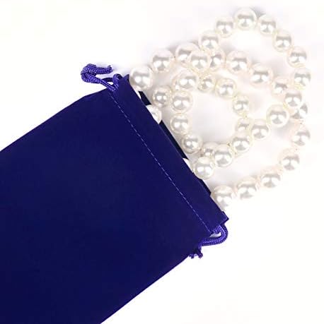 20pcs Velvet Drawstring Bags, 12 x 17cm Velvet Pouches for Jewellery Gift Packaging (Blue)