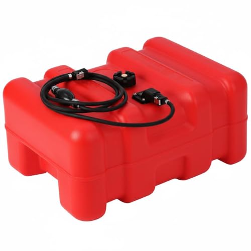 12 Gallon Boat Fuel Tank,Outboard Fuel Tank with Built-In Filter,I-Shaped Handle,Oil Level Indicator,Easy To Carry