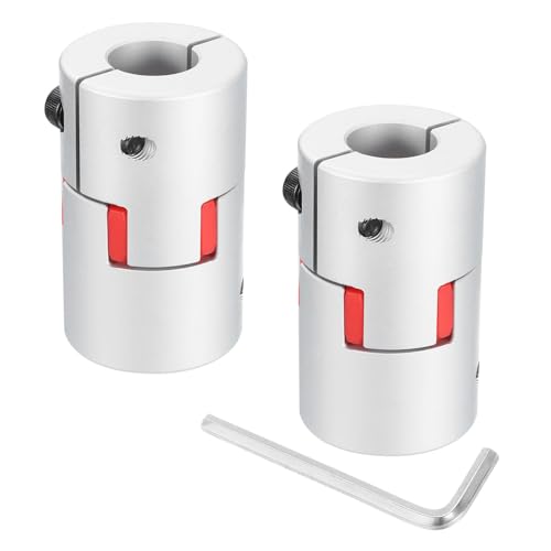 QUARKZMAN 2Stk D40 L66 18mm bis 18mm Flexible Pflaumen Wellen Kupplung Aluminium Anschluss Flexible Spider Kupplung für 3D Drucker CNC Maschine und Servo Schritt(Silber Farbe/Rot)