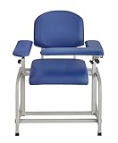 AdirMed Blood Drawing Chair with Soft Padded Seat, Phlebotomy Chair with Adjustable Armrest (Blue)