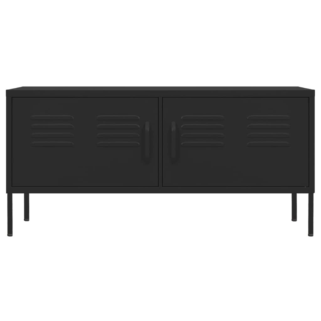 vidaXL Mueble para TV Soporte Mobiliario Aparador Armario Estante Sala de Estar Salón Dormitorio Decoración de Acero Negro 105x35x50 cm