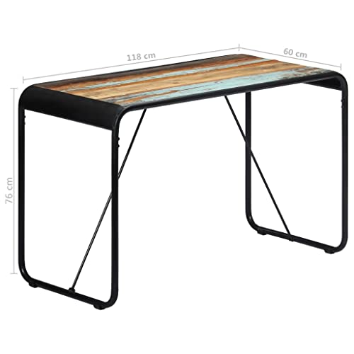 Table de salle à manger rectangulaire bois de récup et acier - 3