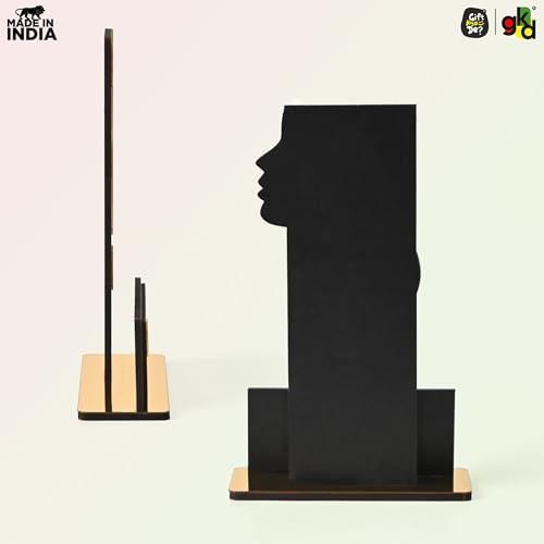 Image of GKD Wooden Women's Trophy Award | Female Achievement Award, Employee Recognition, Corporate Appreciation Memento, Leadership Award Trophy | Self-Customizable with Stickers (Black & Gold)