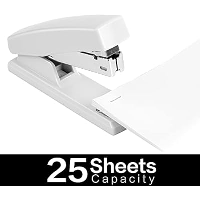 Deli Stapler, Desktop Staplers with 640 Staples, Office Stapler, 25 Sheet Capacity, White