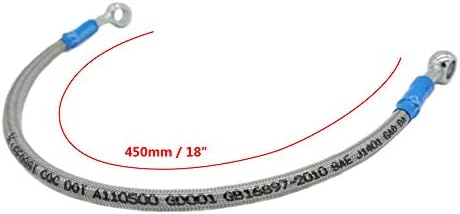 SYUU 450mm 45cm M10 Reinforced Hydraulic Brake Oil Hose Line Banjo Fitting Stainless Steel End Braided Cable compatible with Motorcycle Pit Dirt Bike Enduro Motocross Street Bikes Sport Bikes