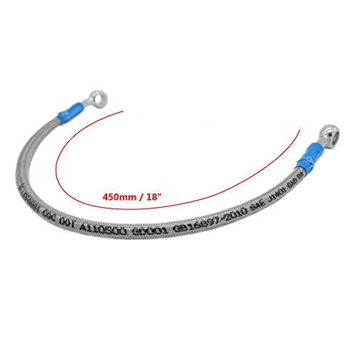 Syuu 450Mm 45Cm M10 Reinforced Hydraulic Brake Oil Hose Line Banjo Fitting Stainless Steel End Braided Cable Compatible With Motorcycle Pit Dirt Bike Enduro Motocross Street Bikes Sport Bikes #TOP7