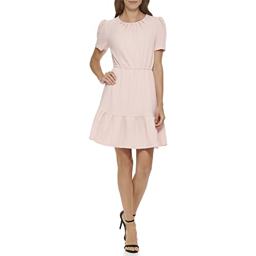 Image of DKNY Women's Puff Sleeve Ruffled Fit Dress