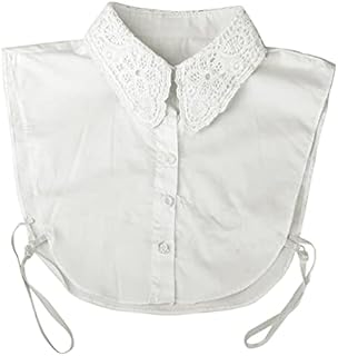 WINOMO Women's Floral Detachable Collar Half Shirt Blouse (White)