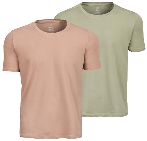 Kit 2 Camisetas Algodão Egípcio Slim Fit Masculina (BR, Alfa, M, Regular, Bege E Oliva)