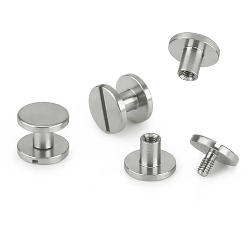 QZKJQDD 20 tornillos para libros, tornillos para cinturón, M5 x 10 mm, remaches huecos, tornillos de encuadernación para cuero, bolsos, libros, collares, mochilas, correas para perros