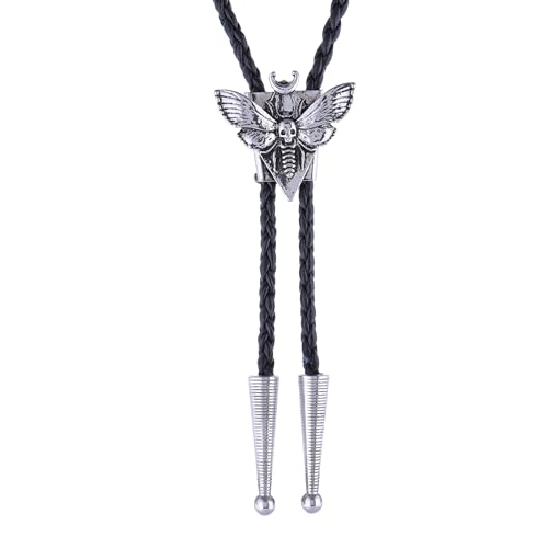 Image of Btilasif Bolo Tie for Men Women, Western Cowboy Bolo Tie, Skull Butterfly Necklace Neckties, Cowboy Accessories Western Gifts for Men Women, Silver