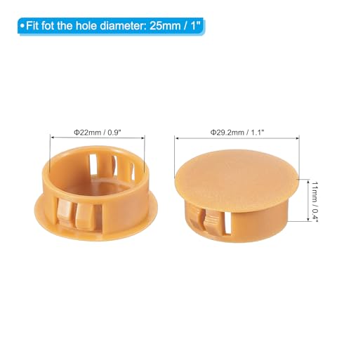 Image of PATIKIL 20Pcs 1 inch Hole Plugs, 1 inch /25mm Plastic Hole Plugs, 20Pcs Flush Type Round Hole Plugs Cover Snap in Locking Hole Tube for Table Kitchen Cabinet Furniture, Orange-Yellow
