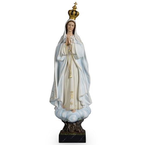 BC Catholic Our Lady of Fatima Virgin Mary Statue 20.5 H Holy Mother Statue for Altar Religious Gift Sacred Centerpiece for Home Church Hospital Renaissance Sculpture Handpainted by Buildclassic