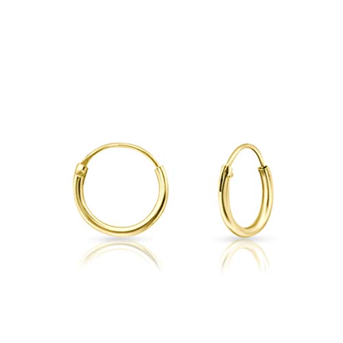 Aros Oro Mujer 10 mm - Aros Dorados Mujer Hombre - Pendientes Aro Oro Pequeños - Piercing Nariz Aro Plata Ley 925 Chapados Oro 18K - Pendientes de Aro de Oro Hombre Mujer Niña