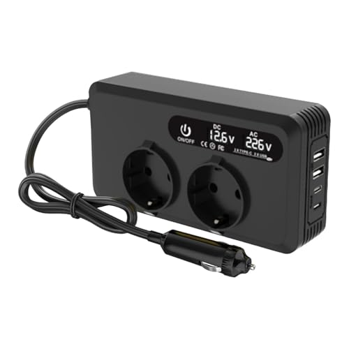 Inversor para coche y adaptador de viaje con cargador portátil y enchufe para dispositivos