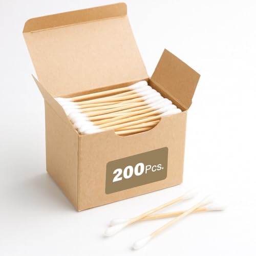 200 Pcs Bamboo Cotton Buds Eco Friendly Biodegradable Swabs with Soft Tips and Strong Stems Gentle Durable Sustainable and Natural Alternative to Plastic for Everyday Use