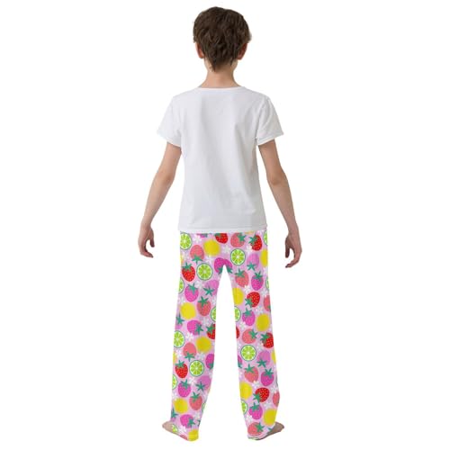 ZZXXB Strawberry Lemon Boys Long Pants Soft Trousers Elastic Waist Kids Lounge Bottoms with Pockets S-XL3