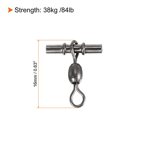 PATIKIL Sleeve Swivel, 10Pcs 84lb Stainless Steel Cross Line 3 Way Fishing Terminal Tackle, Black, Silver - Image 2