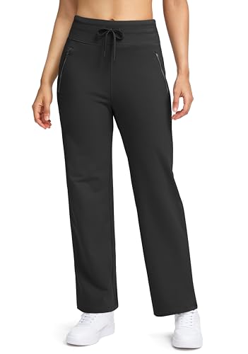 Soothfeel Women's High-Waisted Fleece-Lined Thermal Pants with Zipper Pockets for Winter Activities