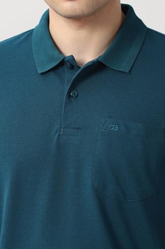 Image of Peter England Men's Cotton Maze Geometric Print Polo T-Shirt - Casual Wear | Modern & Stylish