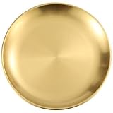 Wyazzivトレイステンレス 丸型 お盆 丸盆 カフェトレー 金属 食器 小物置き 定食盆 収納 お膳 ランチョン カフェキッチン 用品 家庭用 業務用 接客用 ァッション 装飾 (マットゴールドです,20cm)