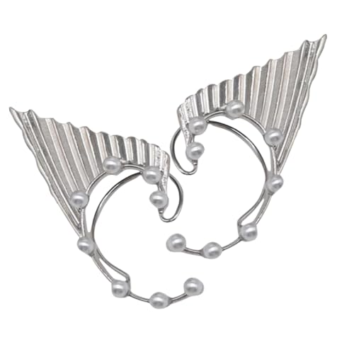 Holibanna 1 Par De Pendientes De Elfo Con Forma De Botón Con Lazo Para Mujer Pulseras Medallón Dijes Para Pendientes Pendientes De Hada Pendientes Con Forma De Oreja Perla Plateada