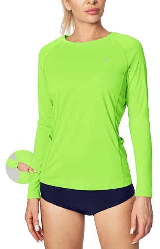Image of IUGA Rash Guard for Women UPF 50+ SPF UV Protection Long Sleeve Workout Tops with Pockets Dry Fit Hiking Swim Shirt