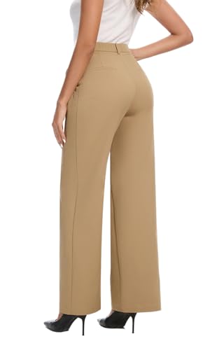 Women's High Waisted Wide Leg Dress Pants Business Casual Work Trousers with Pockets for Office Casual Wear