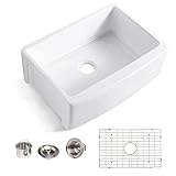 30 Farmhouse Kitchen Sink White - Enbol 30x21 Inch Apron Front White Porcelain Farmhouse Undermount Single Bowl Sink PA3021