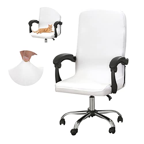 Jaotto Stretch Office Chair Cover, Universal Washable Removable Office Swivel Chair Covers, Computer Chair Cover with Backrest, Office Chair Cover (White, Medium)