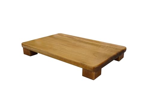 Image of Premium One Step Stool for Kitchen, Stairs, Desk, Table - Solid Wood Foot Stool & Footrest for Bedroom, Kids & Adults. (Style- A, Height- 2 inch)
