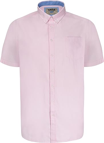 D555 James Basic Oxford - Camisa de manga corta para hombre, talla grande, 5 colores, 2XL a 6XL, rosa, 8XL alto