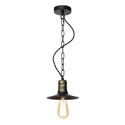Suspension industrielle noire E26 E27 pour luminaire de cuisine et déco loft