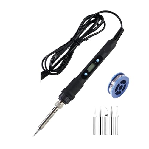 はんだごて セット 80W電気はんだごてキットセット デジタル温度調節可能溶接ツール はんだ缶 こて先付き 修理ツール DIYや修理に多目的に使える(Black,Set-2)