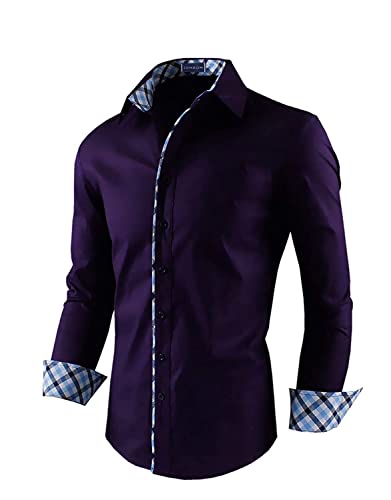 Image of Zombom Combo of Men's Solid Regular Fit Cotton Blend Full Sleeve Casual Shirts (Pack of 2)