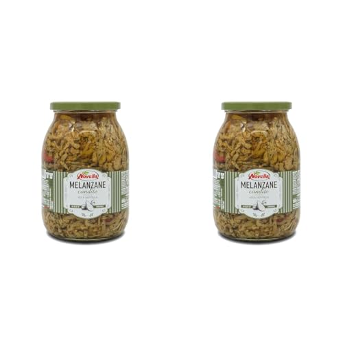 Novella Auberginen in Öl - 600g - eingelegte Aubergine für Vorspeisen oder Antipasti - aus Italien (Packung mit 2)